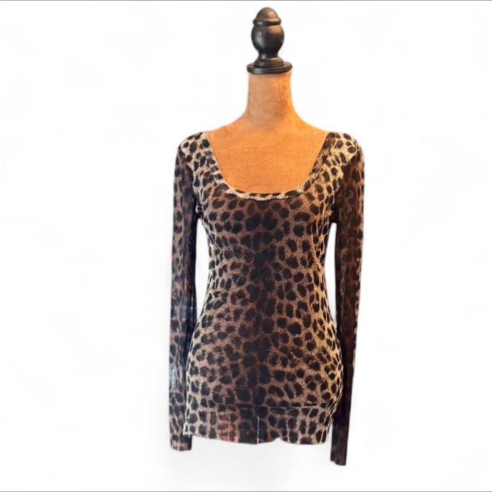 INC Animal Print Long Sleeve Top Mob Wife Rocker Emo dark feminine size small